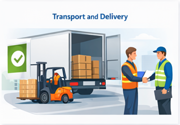 Caricamento della merce, trasporto e conferma di avvenuta consegna